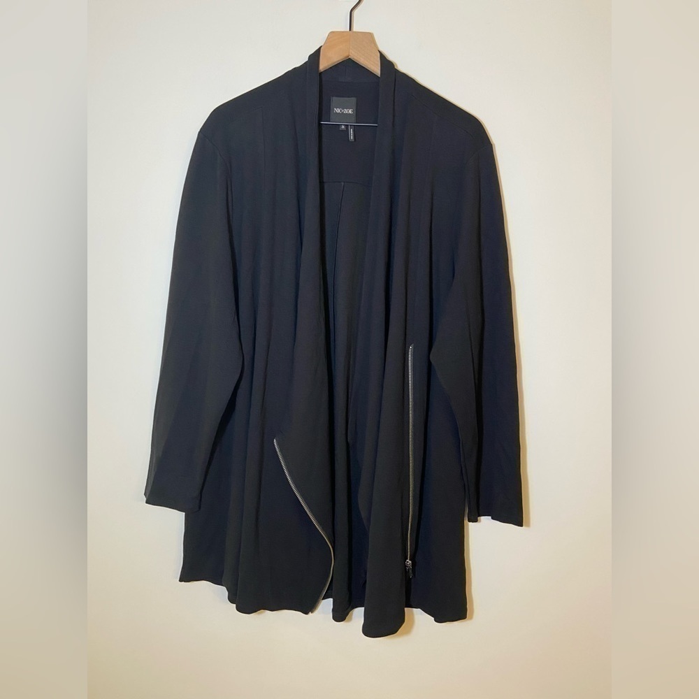Nic + Zoe Half Zip Cardigan Sweater Womens 2X Black Long Sleeve Viscose - Picture 3 of 8